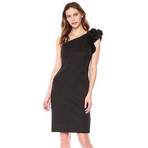 Eliza J Black One Shoulder Sheath Cocktail Dress